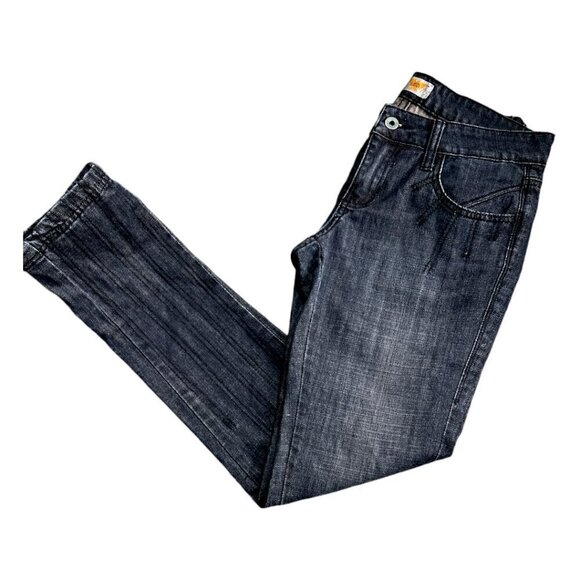 Antik Denim Embroidered Embellished Straight Leg Low Rise Dark Wash Jeans Sz 28 - Picture 8 of 16